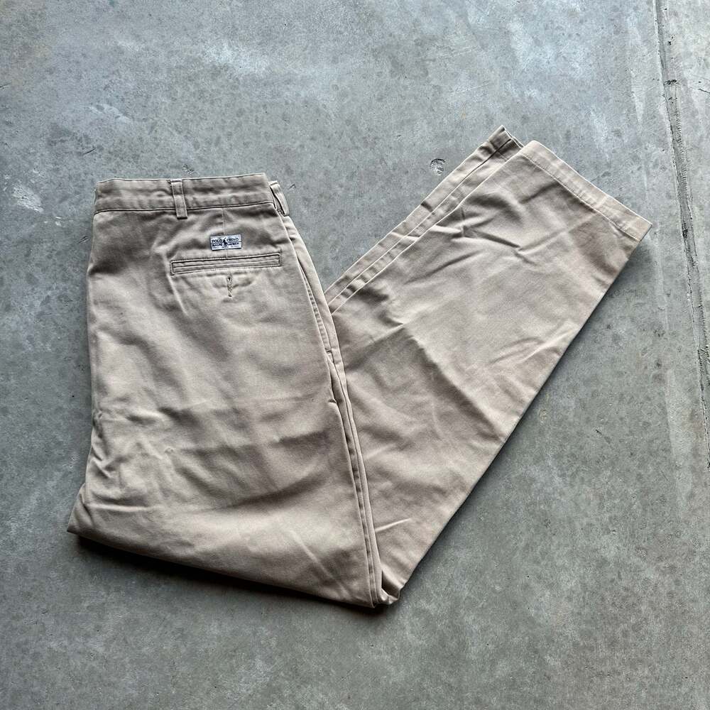 Polo Ralph Lauren Vintage Pleated Chino Pants Tan 38x32
